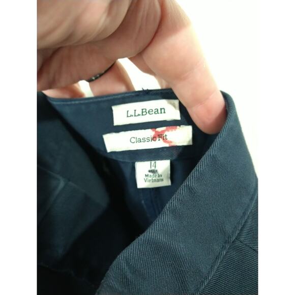 L.L. Bean Woman 14 Pants Flat Front Chino Work Blue Straight Leg Stretch Waist - Picture 8 of 11